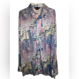 Focus Career Club vintage Men’s tall button up dress shirt Sz XL Discocore